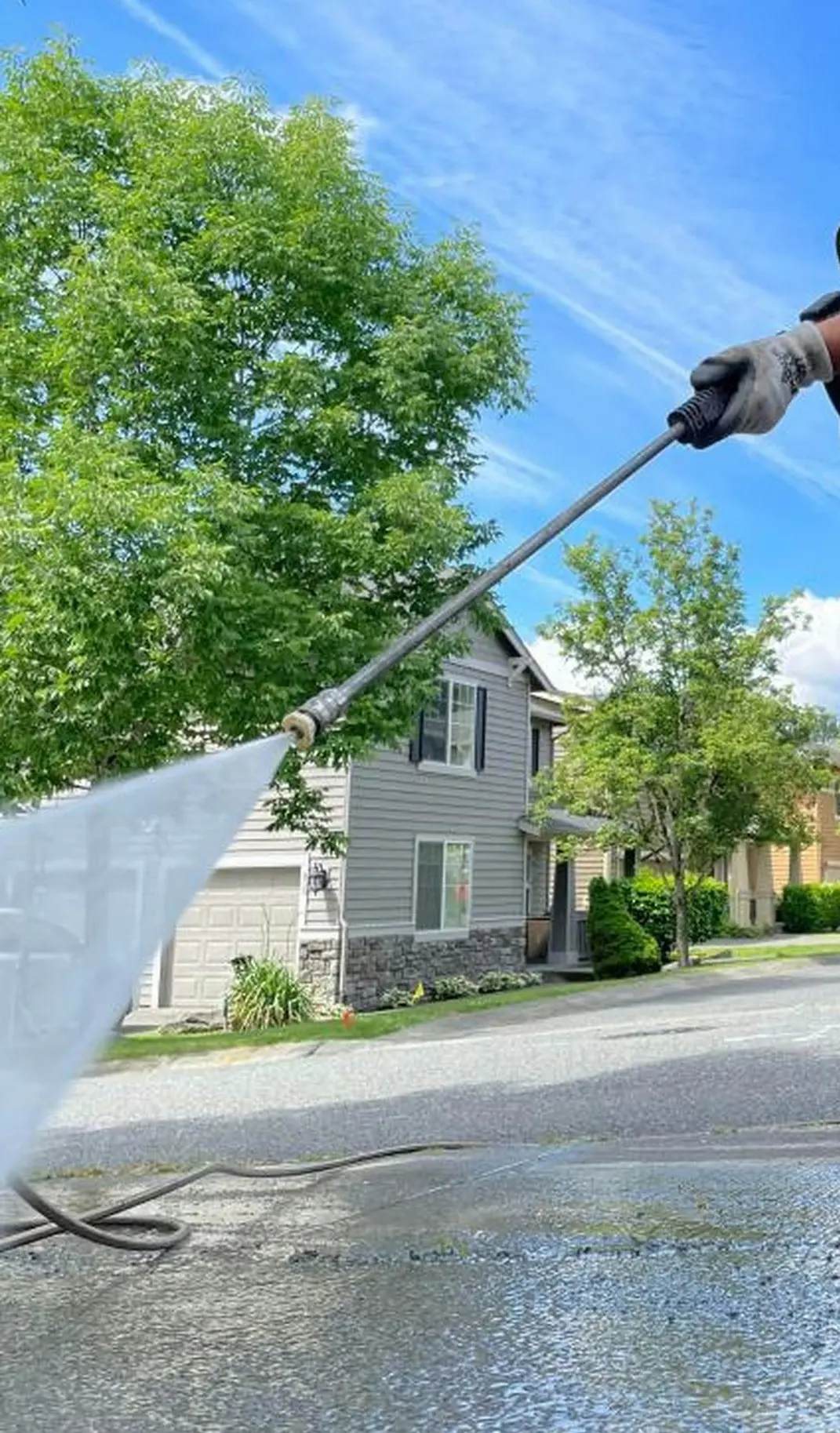 Clean patio after high-pressure washing